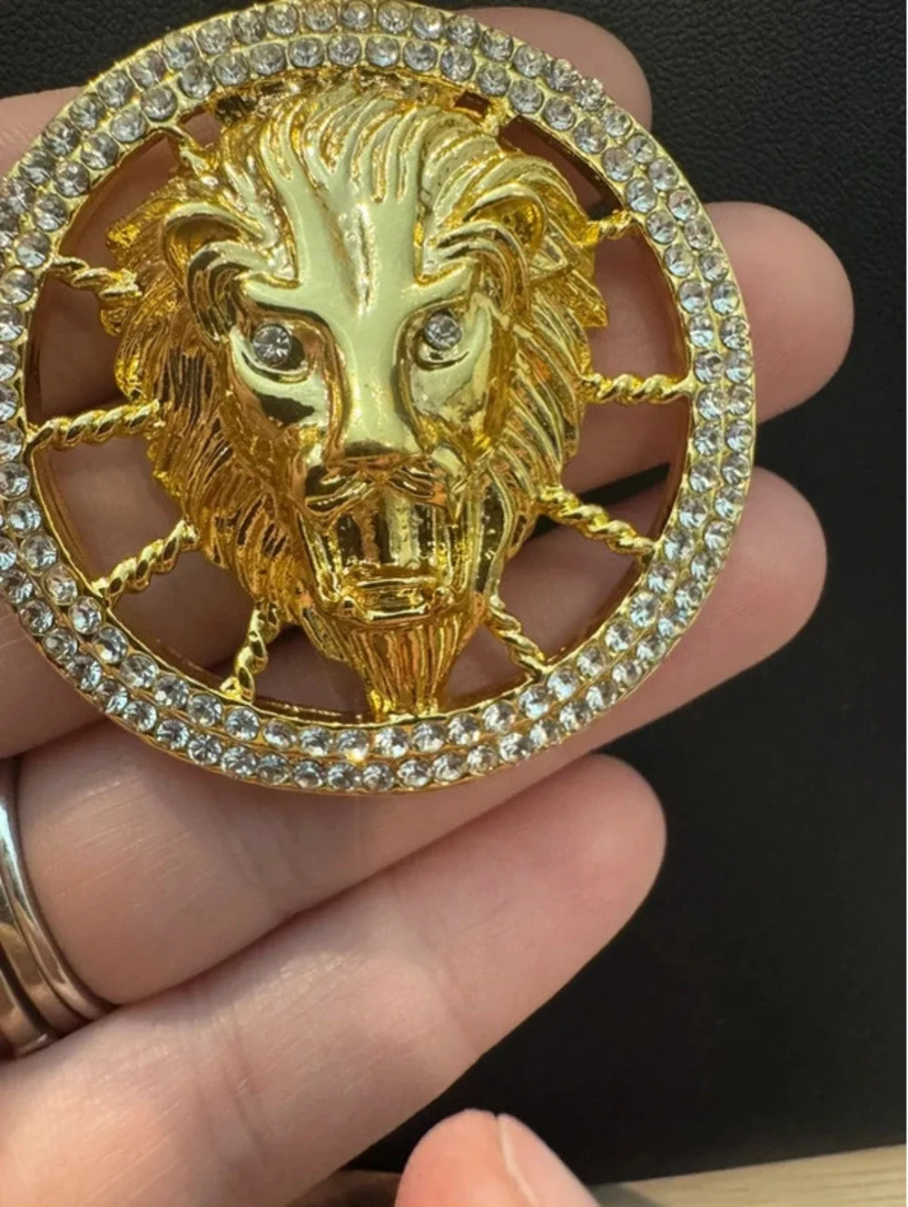 Lion Cuban chain, iced out pendant and chain 24”